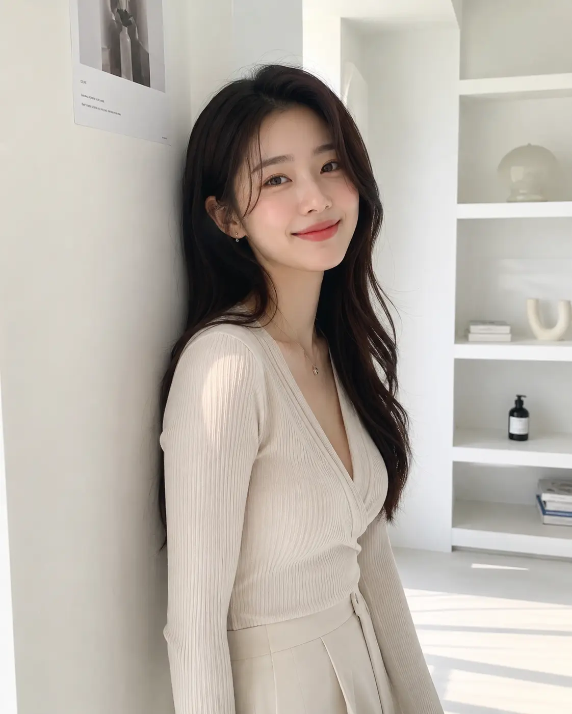 밝은 공간에서 서로 바라보는 남녀